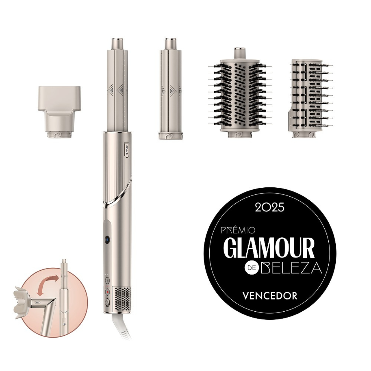 Secador de cabelo personalizado Shark FlexStyle e acessórios de modelagem